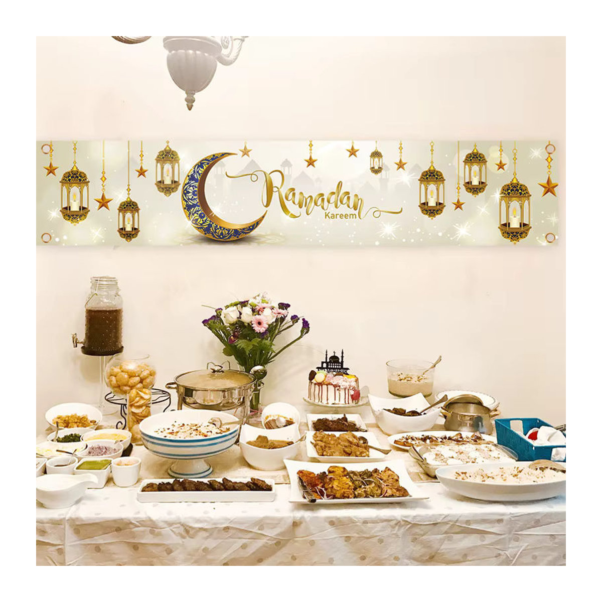 Huiran Ramadan und Eid al-Fitr Dekoration mit orientalischem Floral-Design, mehrfarbig, hängend - Bild 3