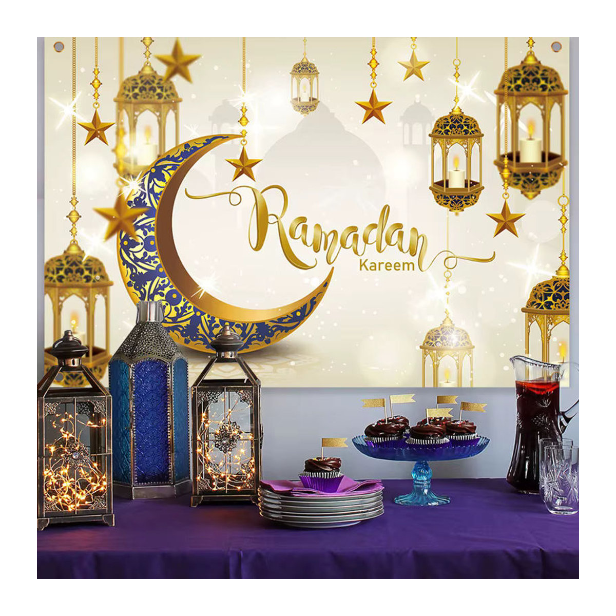 Huiran Ramadan und Eid al-Fitr Dekoration mit orientalischem Floral-Design, mehrfarbig, hängend - Bild 4