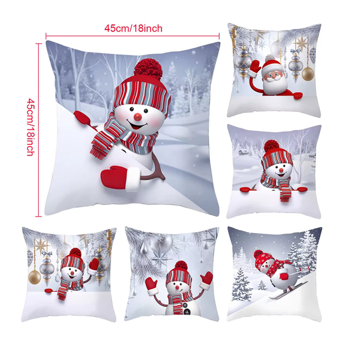 Huiran Schneemann Kissenbezug für Weihnachten in Weiß und Gelb - Bild 6
