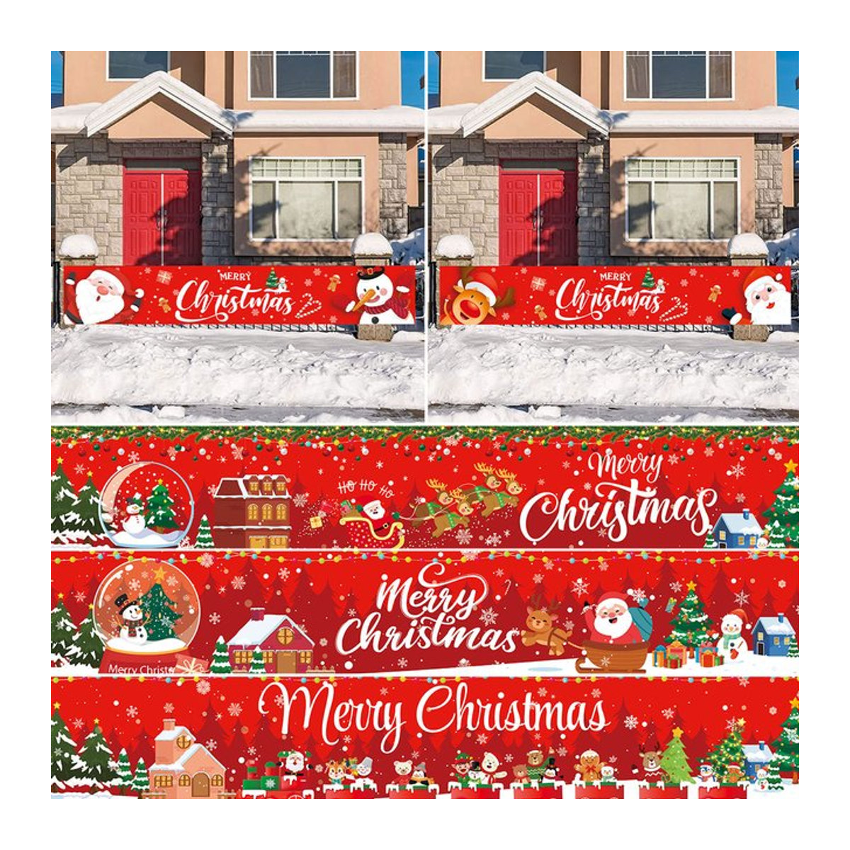 Huiran Weihnachts-Hängebanner mit Weihnachtsmann Motiv in Rot - Bild 1