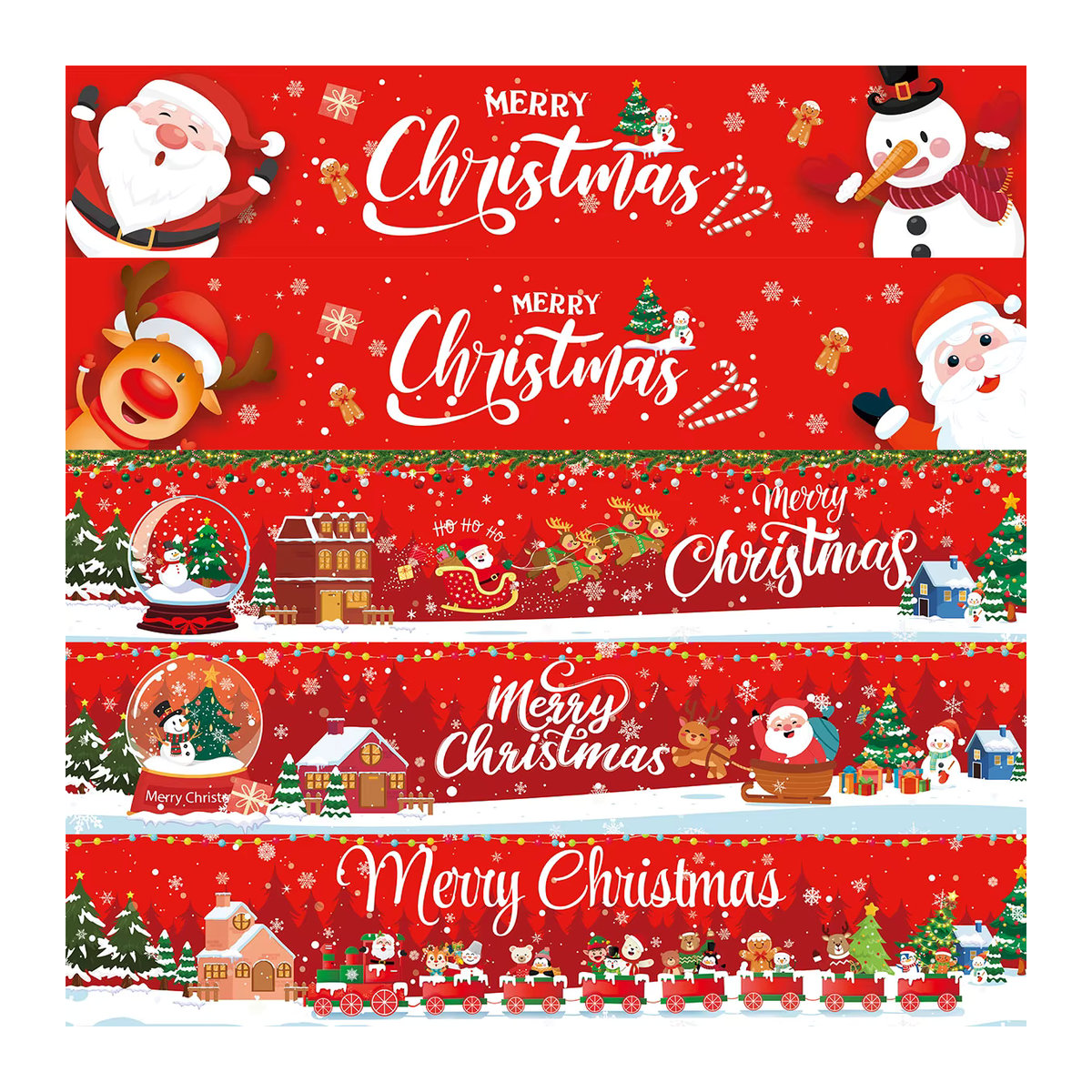 Huiran Weihnachts-Hängebanner mit Weihnachtsmann Motiv in Rot - Bild 2