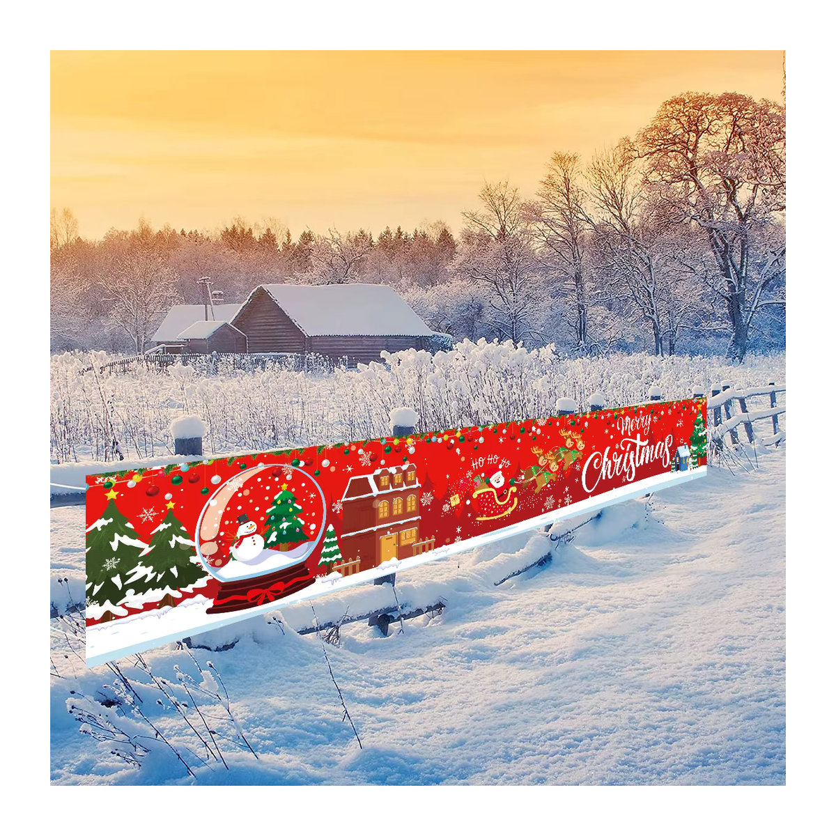 Huiran Weihnachts-Hängebanner mit Weihnachtsmann Motiv in Rot - Bild 4