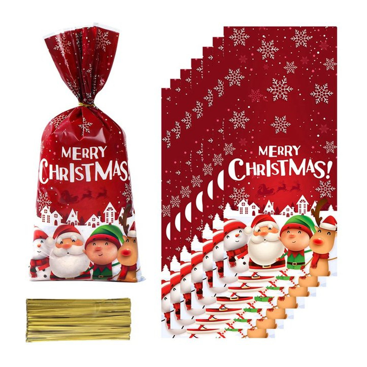 Huiran Weihnachts-Süßigkeitentüten in Rot für Dekoration und Geschenke aus Kunststoff - Bild 1