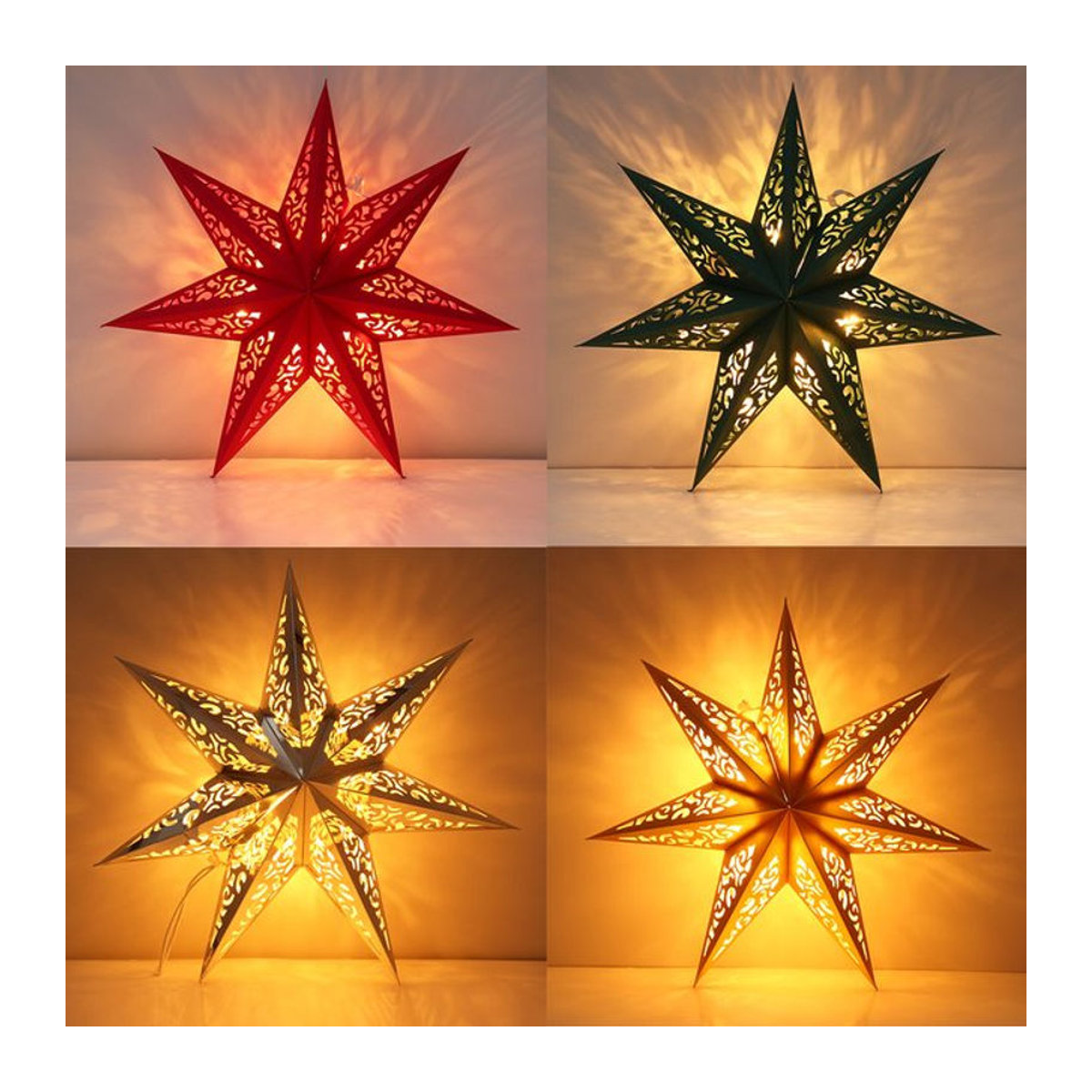 Huiran Weihnachtsschmuck Hängeornament aus Papier in Grün und Mehrfarbig mit abstraktem Stern-Design - Bild 1