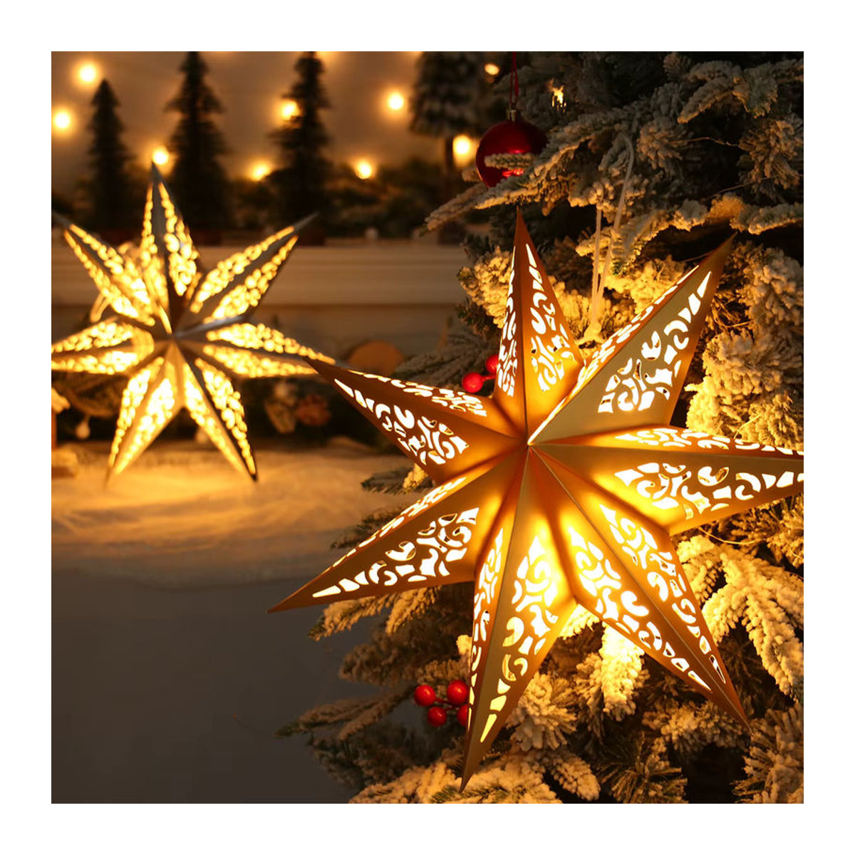Huiran Weihnachtsschmuck Hängeornament aus Papier in Grün und Mehrfarbig mit abstraktem Stern-Design - Bild 4