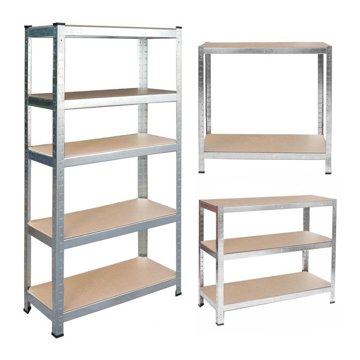 Humberg Metall-Lagerregal HR-810 in Silber mit MDF-Elementen, H x B x T: 150 x 75 x 30 cm - Bild 1