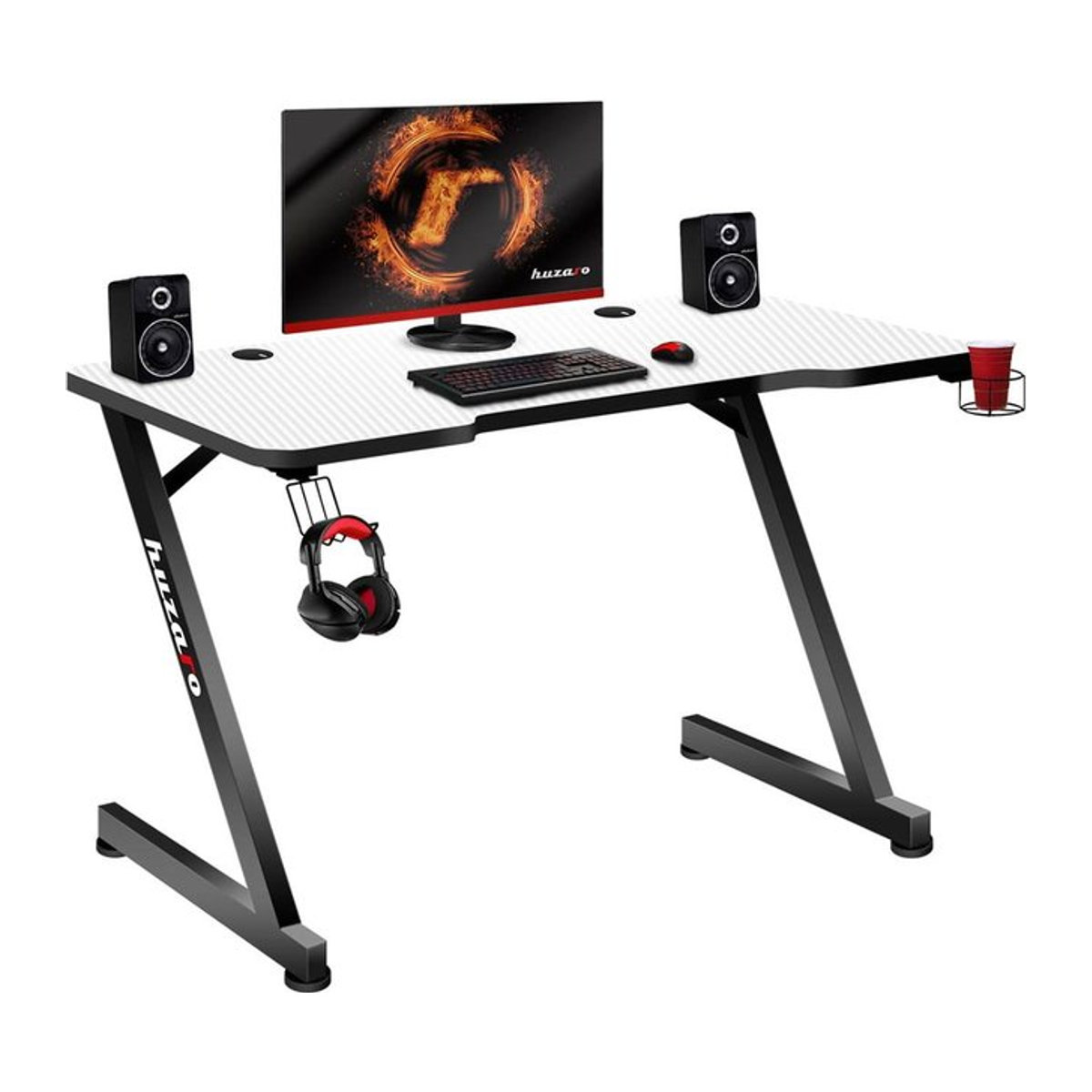 Huzaro Hero 2.5 Gaming-Schreibtisch in Weiß mit Carbon-Design und HDF-Platte - Bild 1