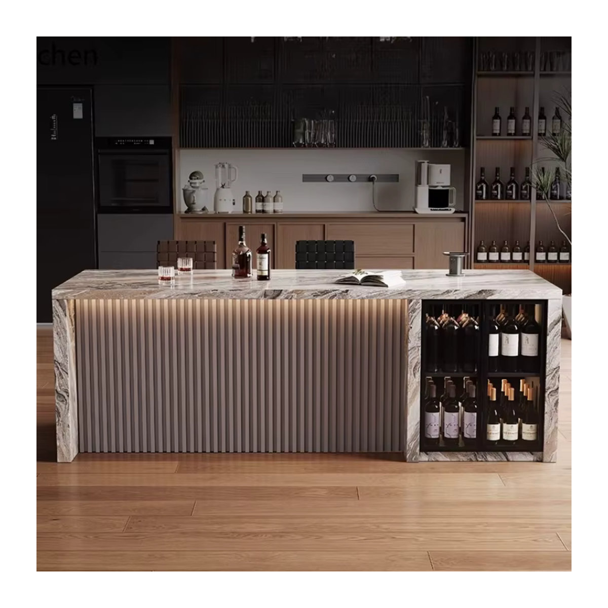 HXL High-End-Stehtisch mit integrierter Kücheninsel und Schrank aus Steinplatte - Bild 3
