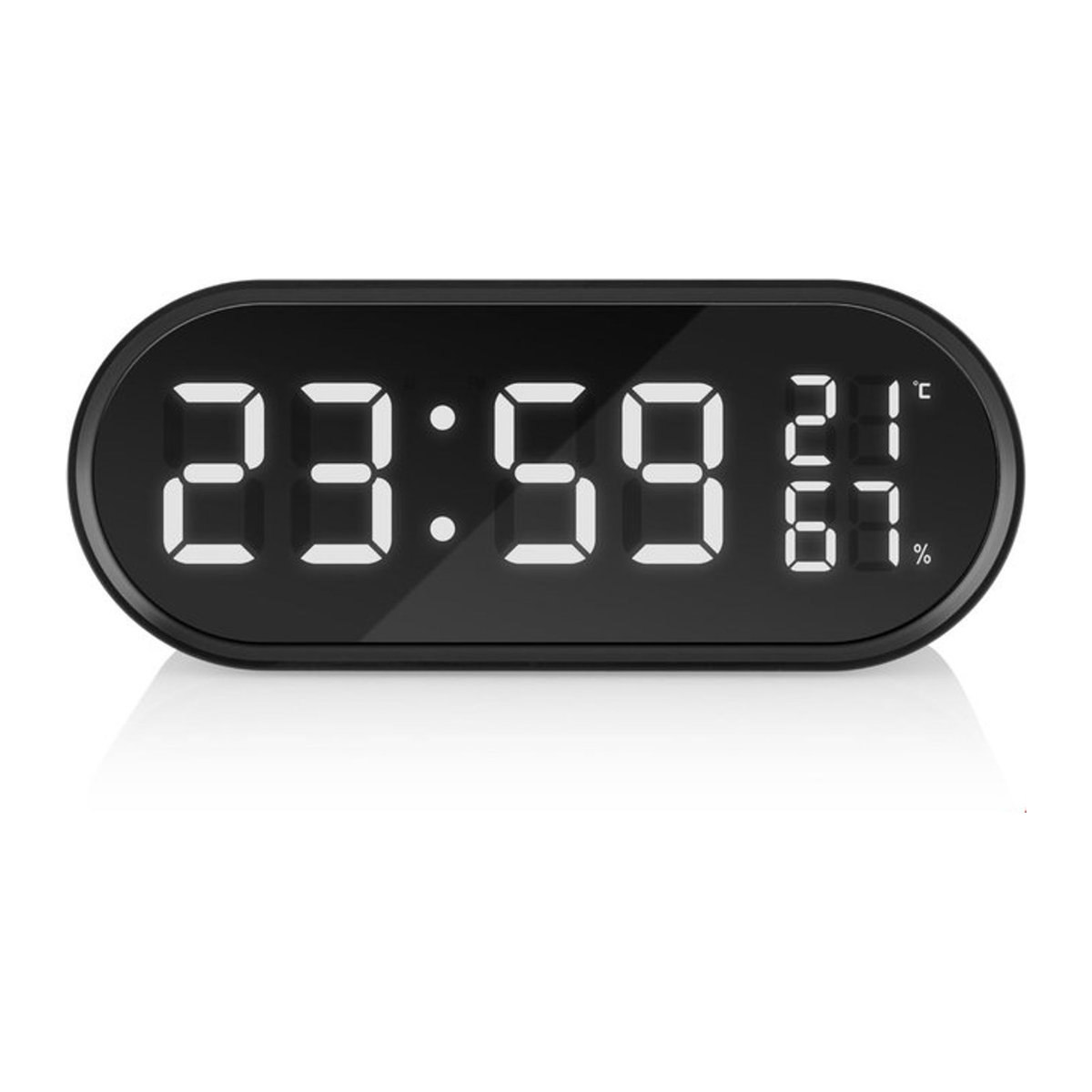 Hyundai Digitalwecker AC 331 B in Schwarz mit Schlummerfunktion, Thermometer und Hygrometer - Bild 1