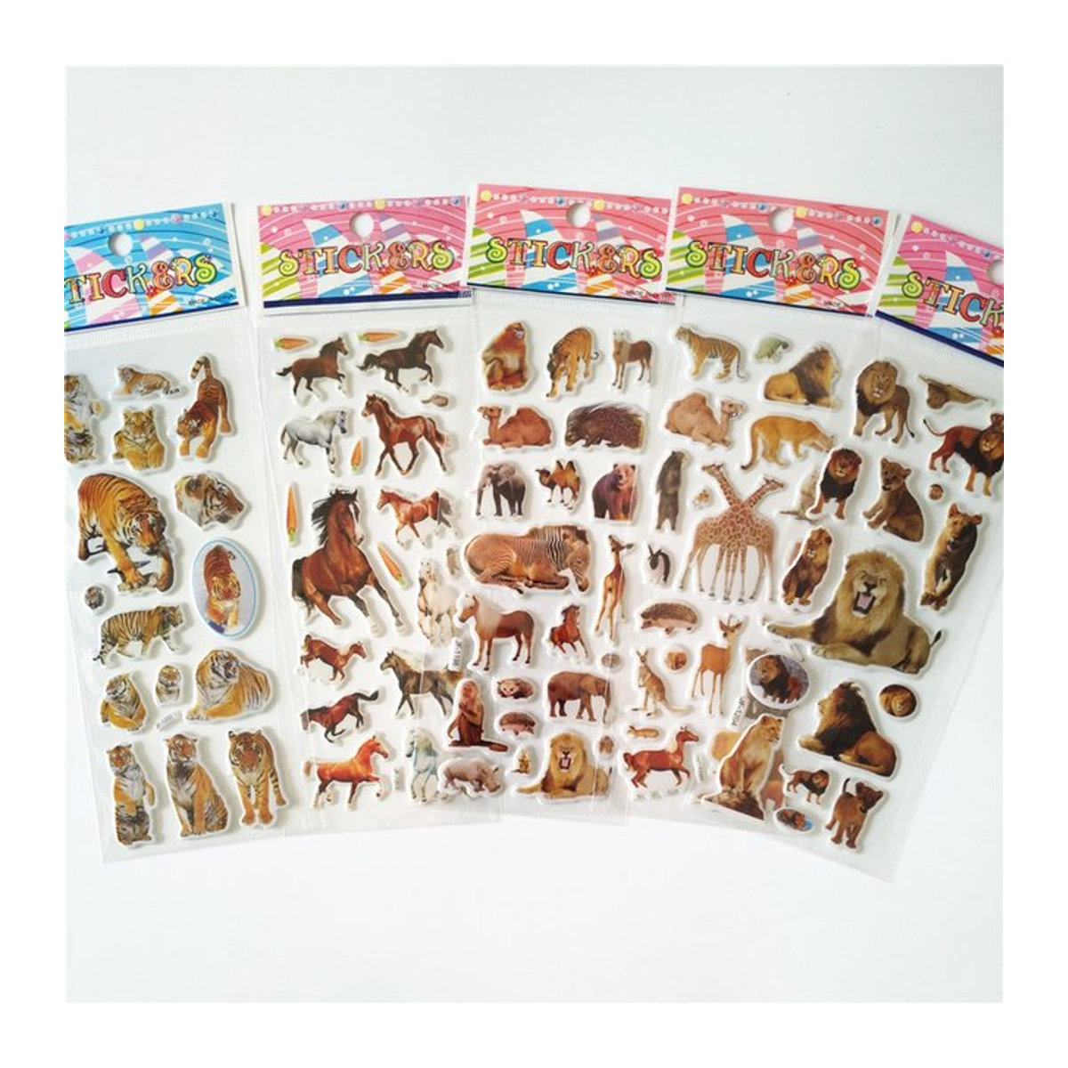 HZFZ Animal Collection Aufkleber Set für Kinder mit Löwe, Hund, Panda, Pferd, Tiger, Adler, Nilpferd und Elefant in Mehrfarbig - Bild 1
