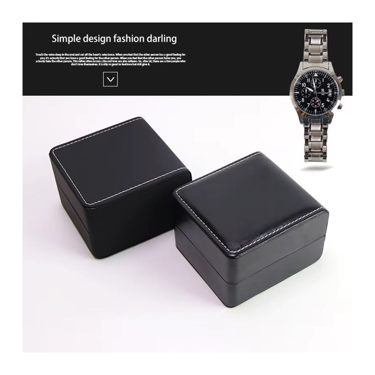 Ibbeton Single Watch Geschenkbox aus schwarzem PU-Leder mit Kissen als Armbanduhr Vitrine und Organizer für Männer - Bild 2