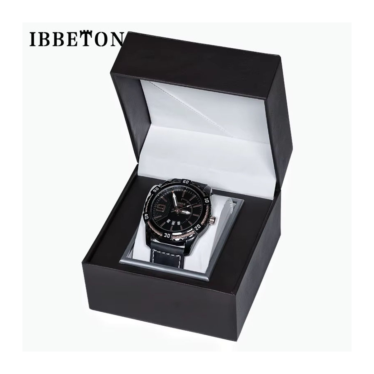 Ibbeton Single Watch Geschenkbox aus schwarzem PU-Leder mit Kissen als Armbanduhr Vitrine und Organizer für Männer - Bild 3