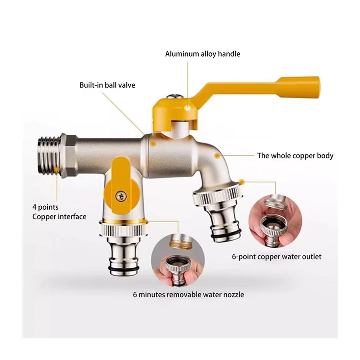 IBC-Wassertank-Anschluss mit 2 Ausgängen aus Edelstahl und Metall für Gartenschlauch und Wasserhahn-Adapter, 1/2 Zoll und 3/4 Zoll, Bewässerungsgelenk Ersatzanschluss - Bild 5