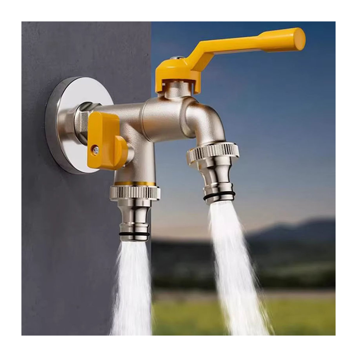 IBC-Wassertank-Anschluss mit 2 Ausgängen aus Edelstahl und Metall für Gartenschlauch und Wasserhahn-Adapter, 1/2 Zoll und 3/4 Zoll, Bewässerungsgelenk Ersatzanschluss - Bild 6