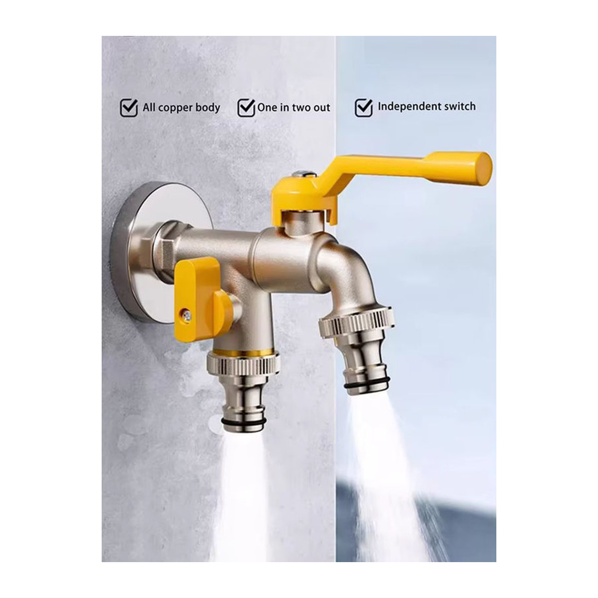 IBC-Wassertank-Anschluss mit 2 Ausgängen aus Edelstahl und Metall für Gartenschlauch und Wasserhahn-Adapter, 1/2 Zoll und 3/4 Zoll, Bewässerungsgelenk Ersatzanschluss - Bild 7