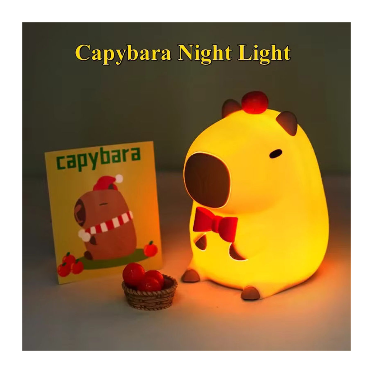 IEEYEEY Capybara Nachtlicht aus Silikon in Gelb, USB wiederaufladbare Tierlampe mit Dimmer und Timer als Schlaflicht für Kinder - Bild 2