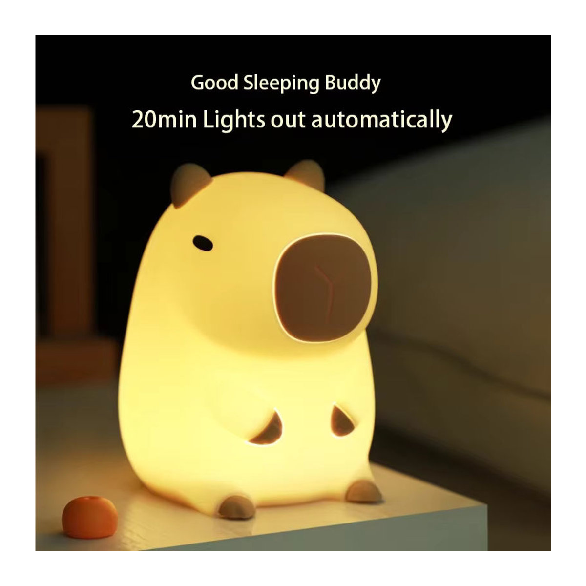 IEEYEEY Capybara Nachtlicht aus Silikon in Gelb, USB wiederaufladbare Tierlampe mit Dimmer und Timer als Schlaflicht für Kinder - Bild 4