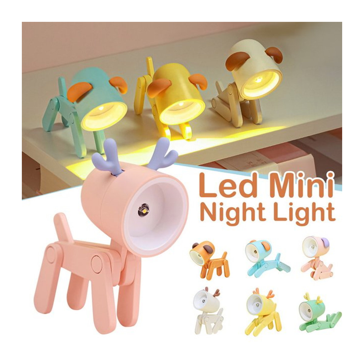 IEEYEEY LED Nachtlicht Mini Klapp Schreibtisch Lampe in Bunt mit süßen Haustier-Designs - Bild 1