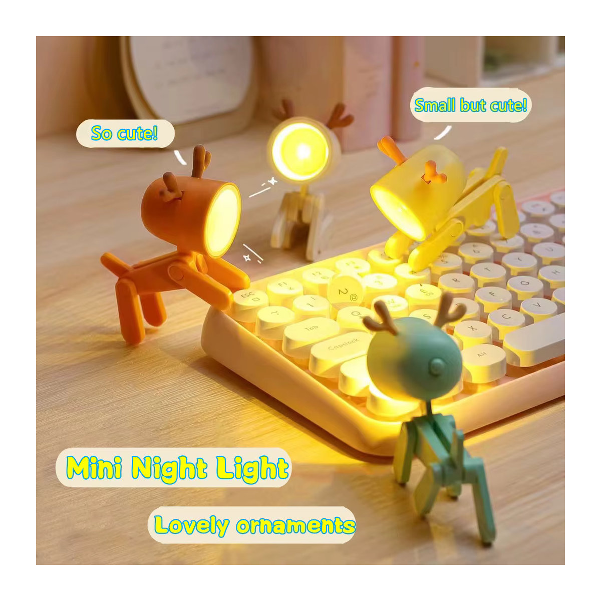 IEEYEEY LED Nachtlicht Mini Klapp Schreibtisch Lampe in Bunt mit süßen Haustier-Designs - Bild 3