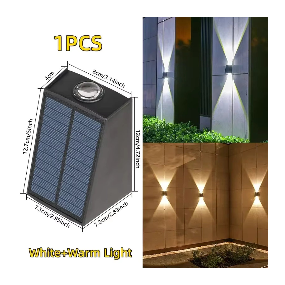 IEEYEEY LED Solar-Wandleuchte in Schwarz, wasserfeste Außenbeleuchtung im minimalistischen Design für Garten und Balkon - Bild 7