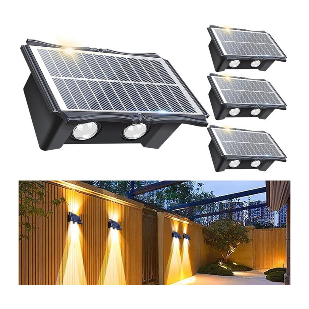 IEEYEEY Solar LED Wandleuchte Modern Schwarz für Garten und Außenbereich - Bild 1