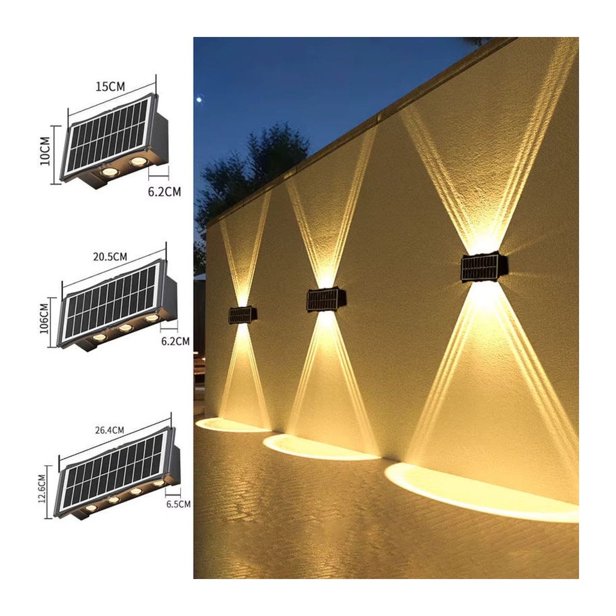 IEEYEEY Solar LED Wandleuchte Modern Schwarz für Garten und Außenbereich - Bild 2