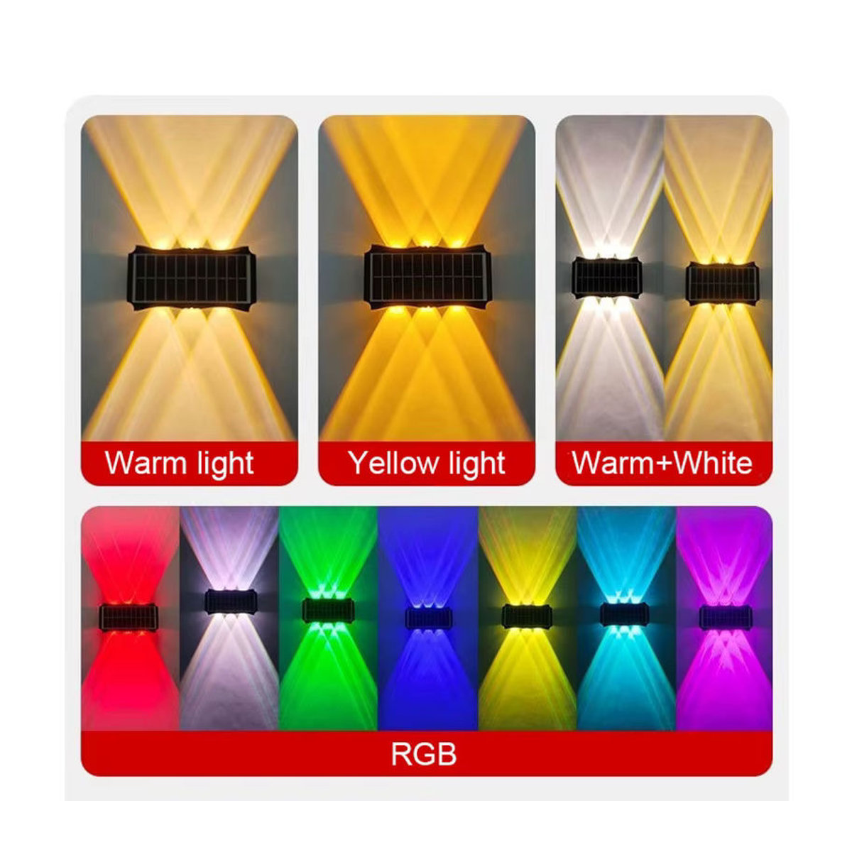 IEEYEEY Solar LED Wandleuchte Modern Schwarz für Garten und Außenbereich - Bild 3