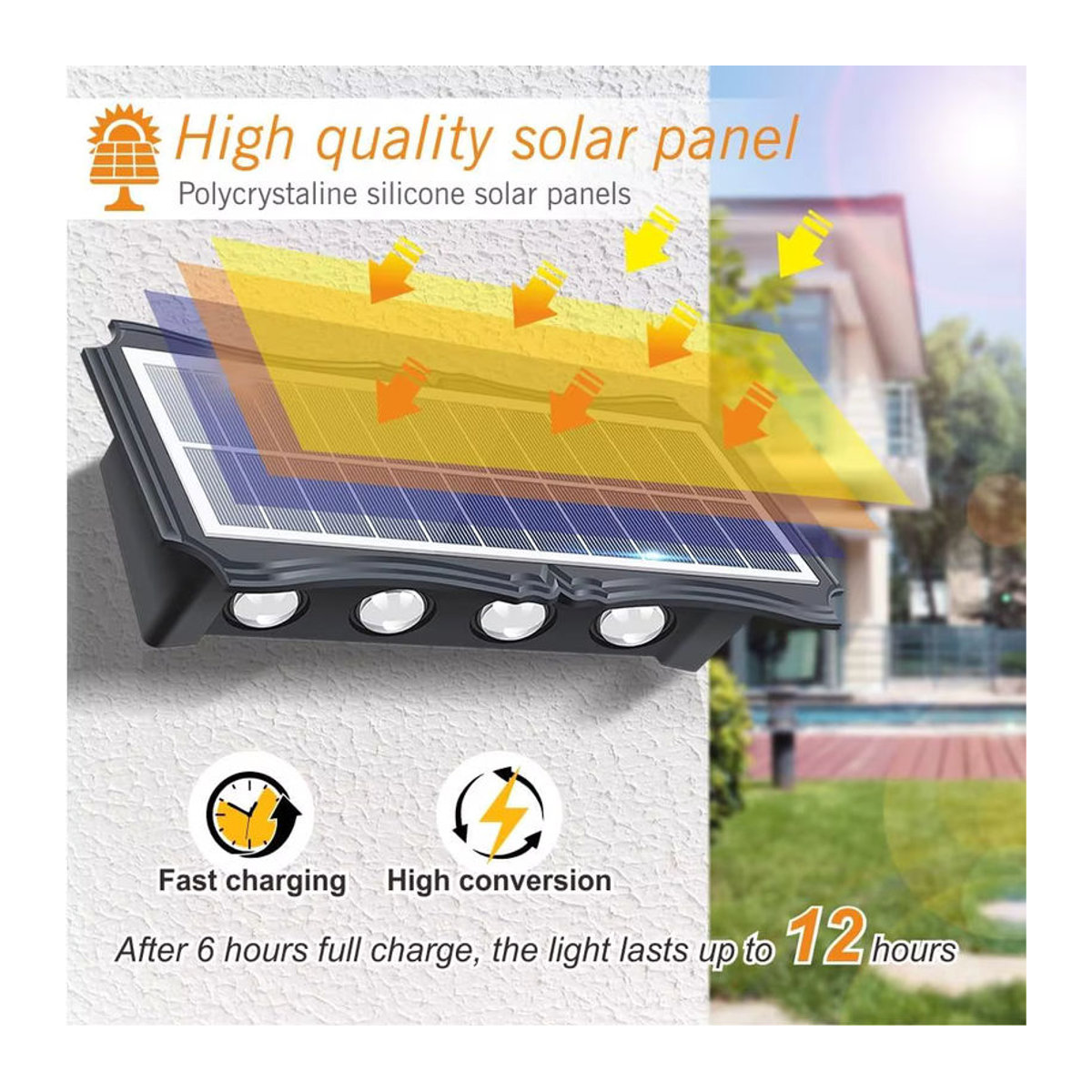 IEEYEEY Solar LED Wandleuchte Modern Schwarz für Garten und Außenbereich - Bild 5