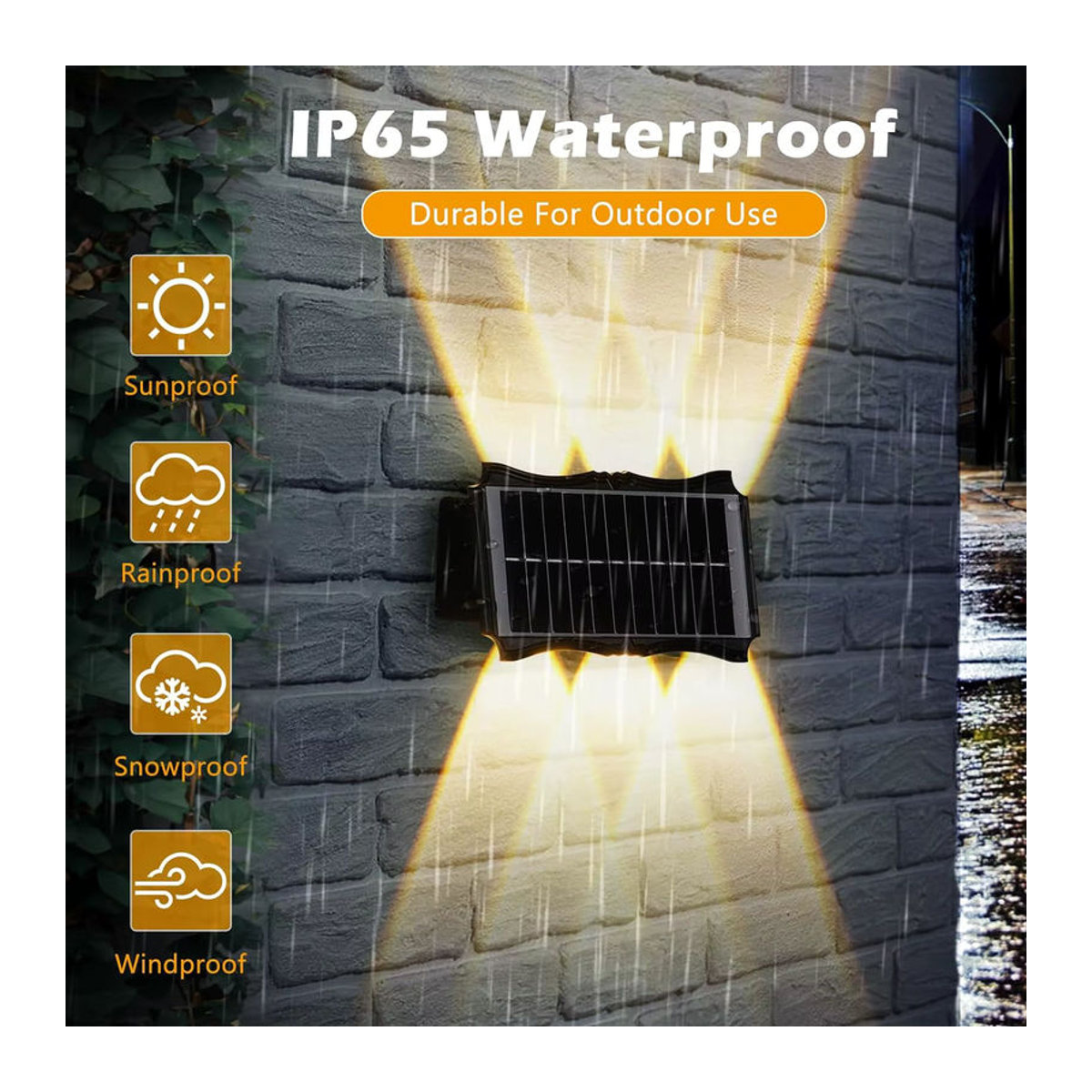IEEYEEY Solar LED Wandleuchte Modern Schwarz für Garten und Außenbereich - Bild 6
