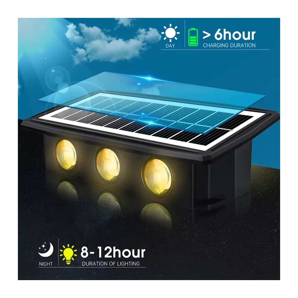 IEEYEEY Solar LED Wandleuchte Modern Schwarz Wasserdicht für Garten Veranda und Balkon mit Up-and-Down Beleuchtung - Bild 4