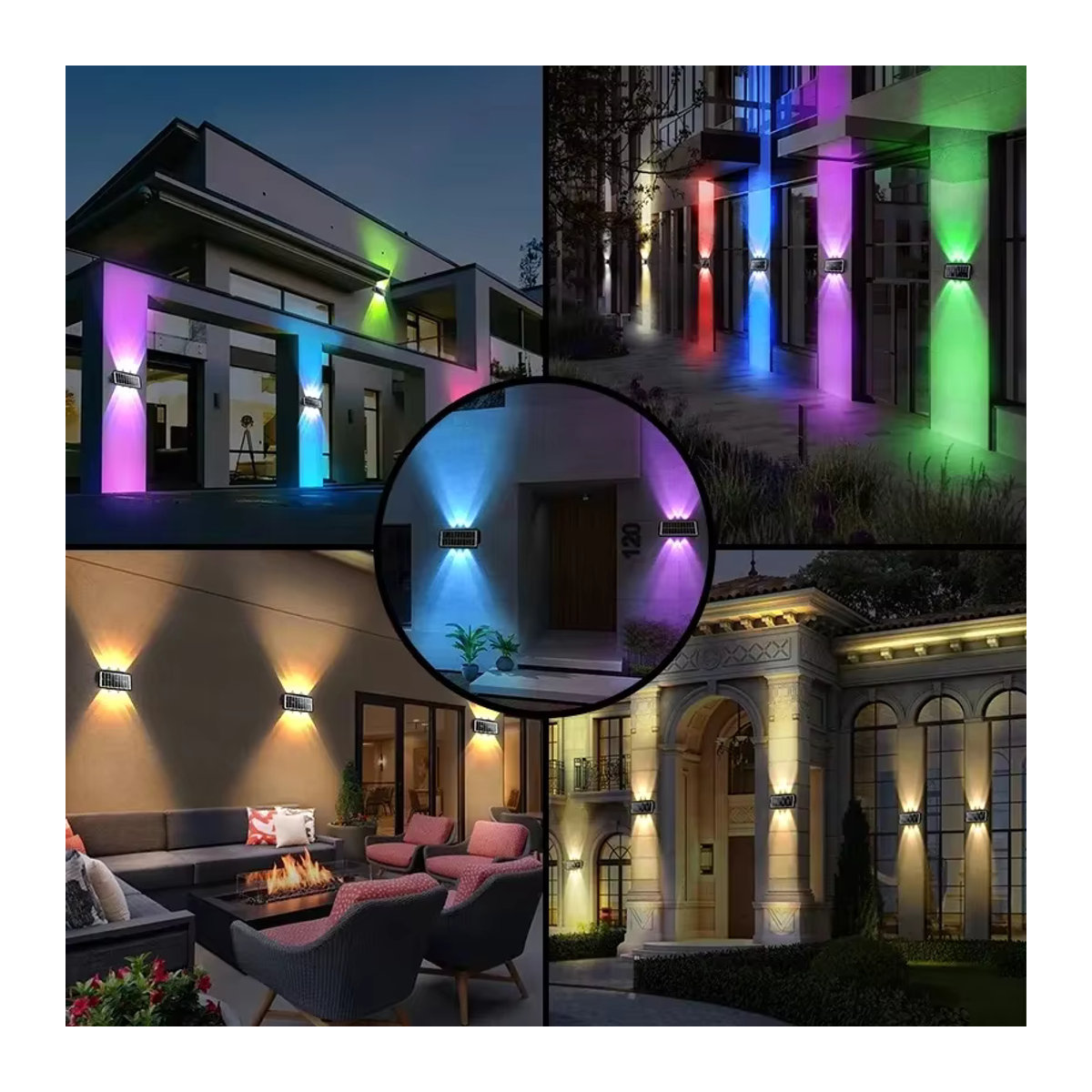 IEEYEEY Solar LED Wandleuchte Modern Schwarz Wasserdicht für Garten Veranda und Balkon mit Up-and-Down Beleuchtung - Bild 5