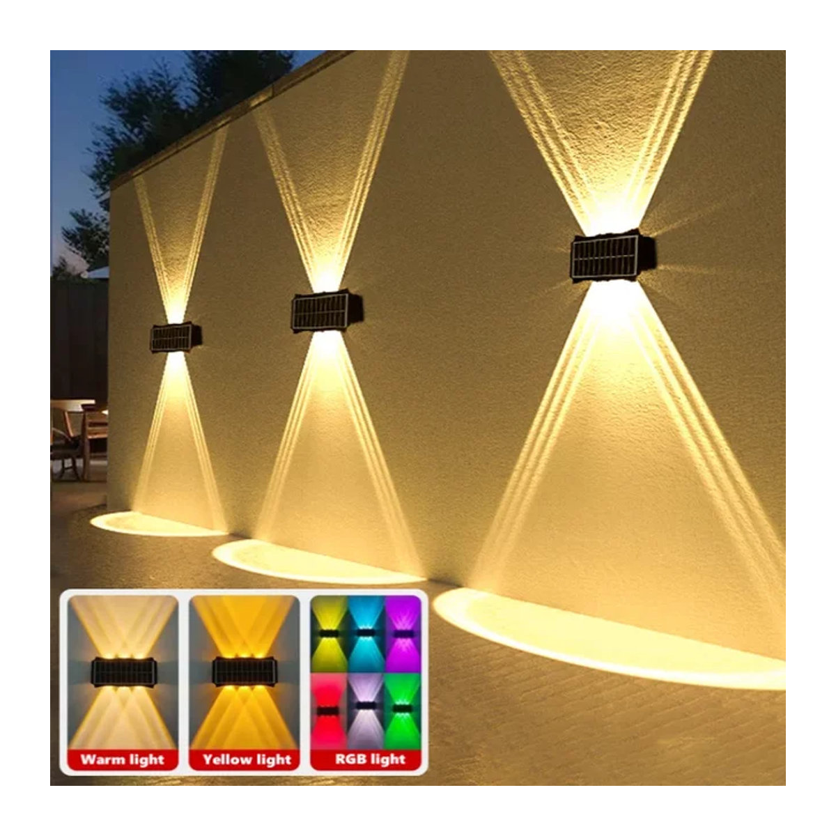 IEEYEEY Solar Wandleuchte Schwarz Minimalistisch mit LED für Garten und Außenbereich - Bild 1