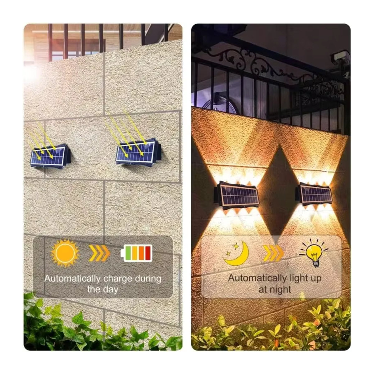 IEEYEEY Solar Wandleuchte Schwarz Minimalistisch mit LED für Garten und Außenbereich - Bild 3