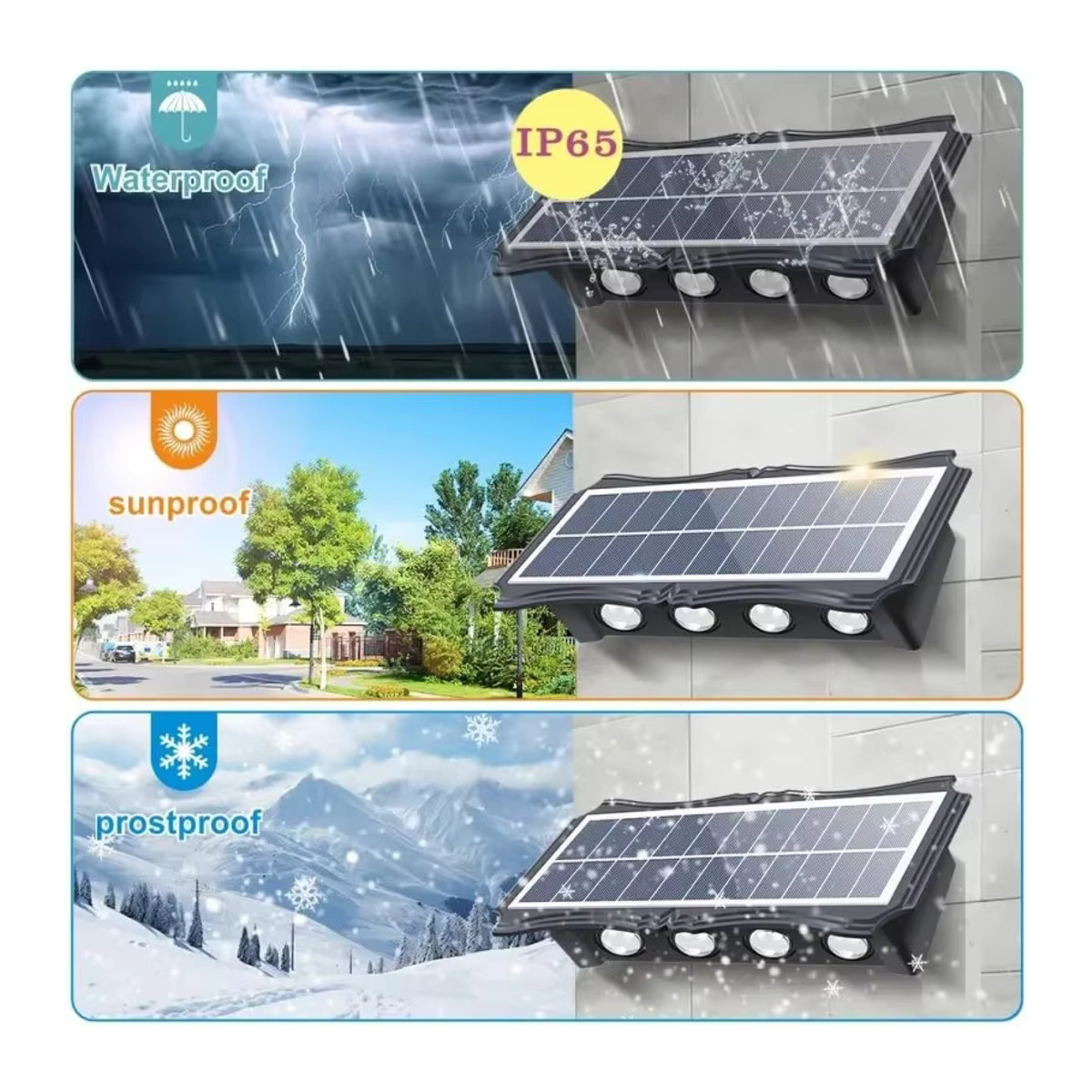 IEEYEEY Solar Wandleuchte Schwarz Minimalistisch mit LED für Garten und Außenbereich - Bild 4