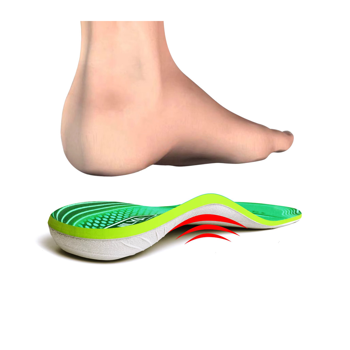 IFitna orthopädische Einlegesohlen in Grün zur Unterstützung bei Plantarfasziitis, Plattfüßen und hohen Fußgewölben für Damen und Herren - Bild 5