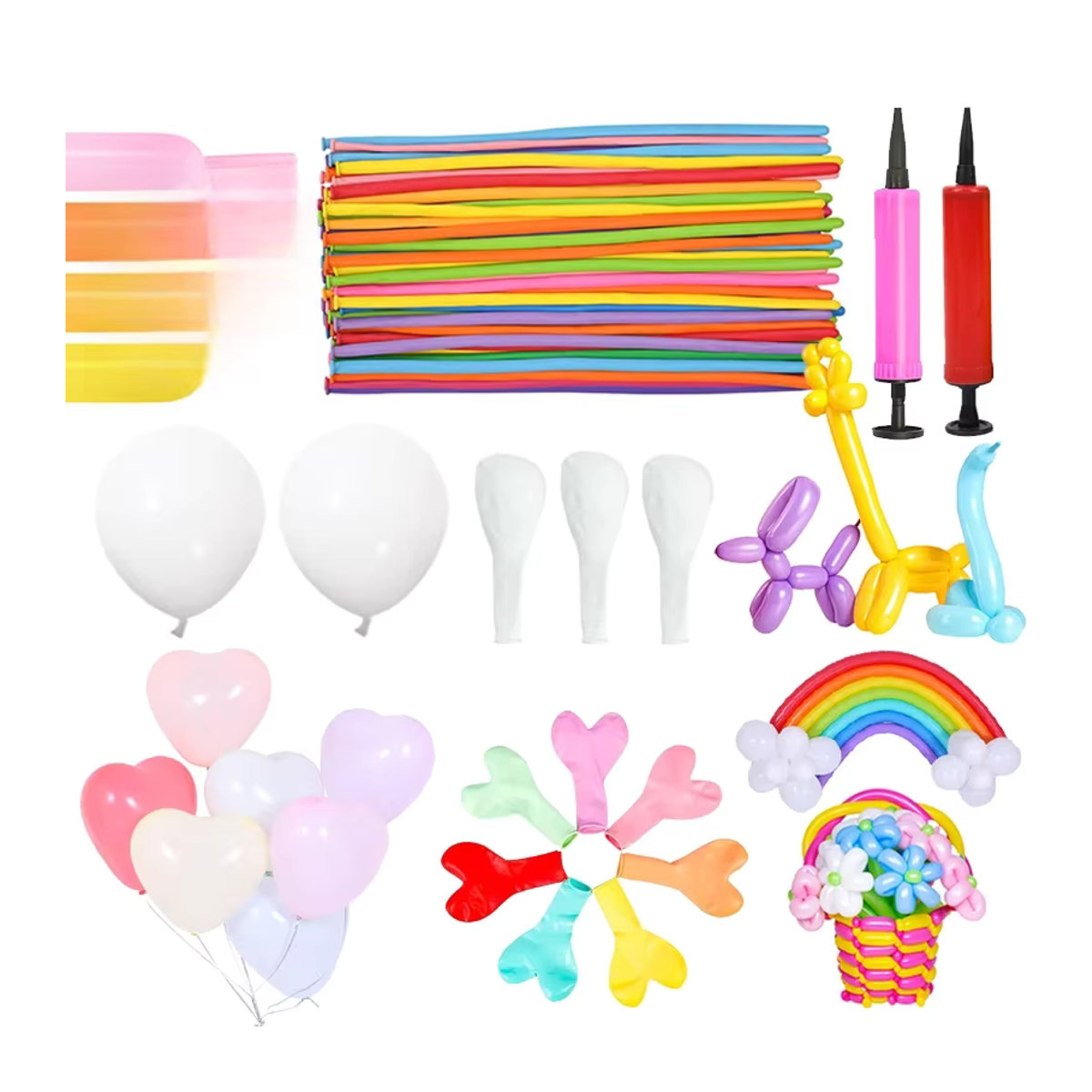 IFITU PUBO Elastischer Latexballon mit Regenbogen-Herzdesign und Streifen in Mehrfarbig - Bild 2