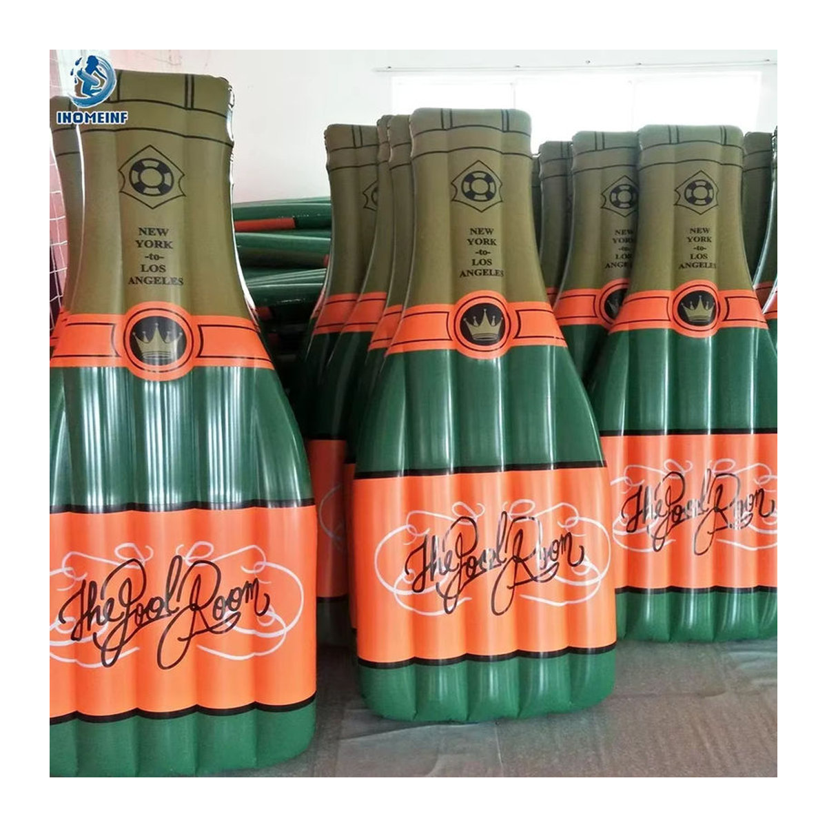 IHOMEINF Aufblasbare Champagnerflasche als Schwimmmatratze für Pool und Wasserpark, 190 cm - Bild 5