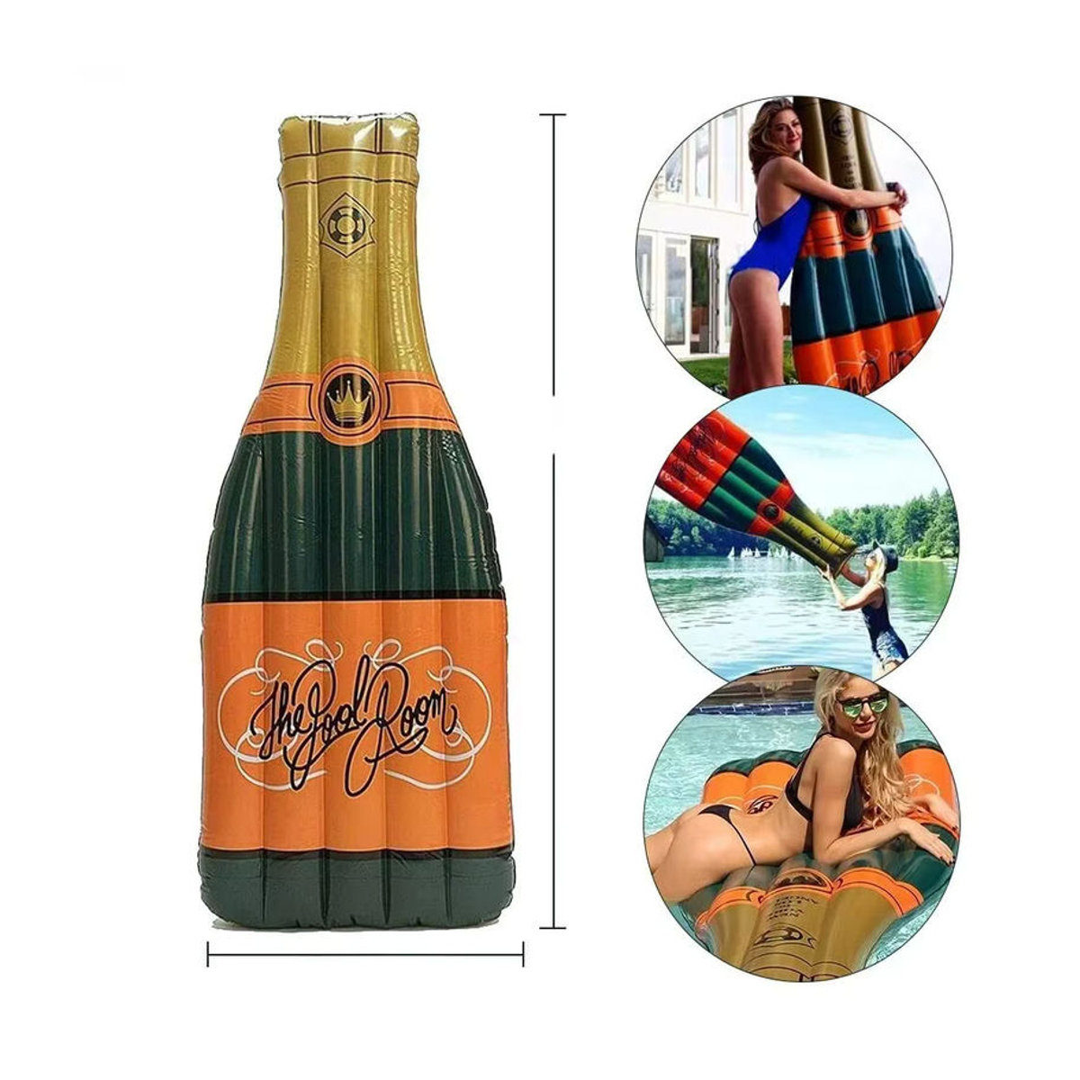 IHOMEINF Aufblasbare Champagnerflasche als Schwimmmatratze für Pool und Wasserpark, 190 cm - Bild 7