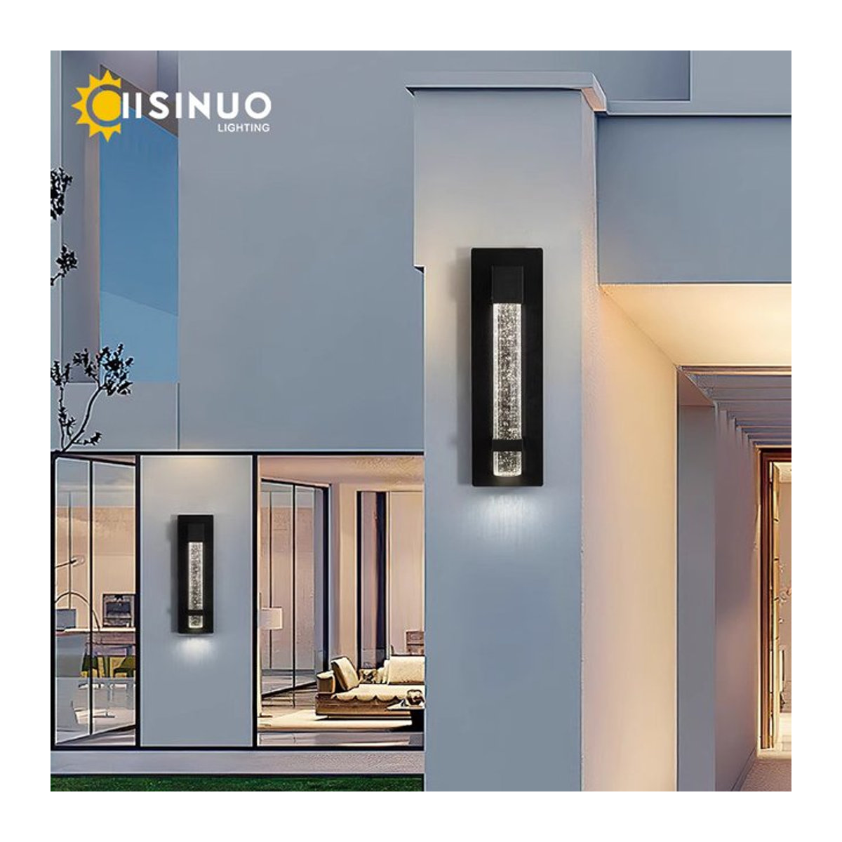 IISINUO Außenwandleuchte Kristallblase mit integrierter LED-Beleuchtung in Warmweiß, IP65 wetterfeste Gartenleuchte für Eingangsbereich und Veranda - Bild 1