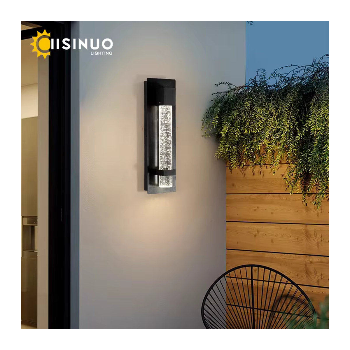 IISINUO Außenwandleuchte Kristallblase mit integrierter LED-Beleuchtung in Warmweiß, IP65 wetterfeste Gartenleuchte für Eingangsbereich und Veranda - Bild 4