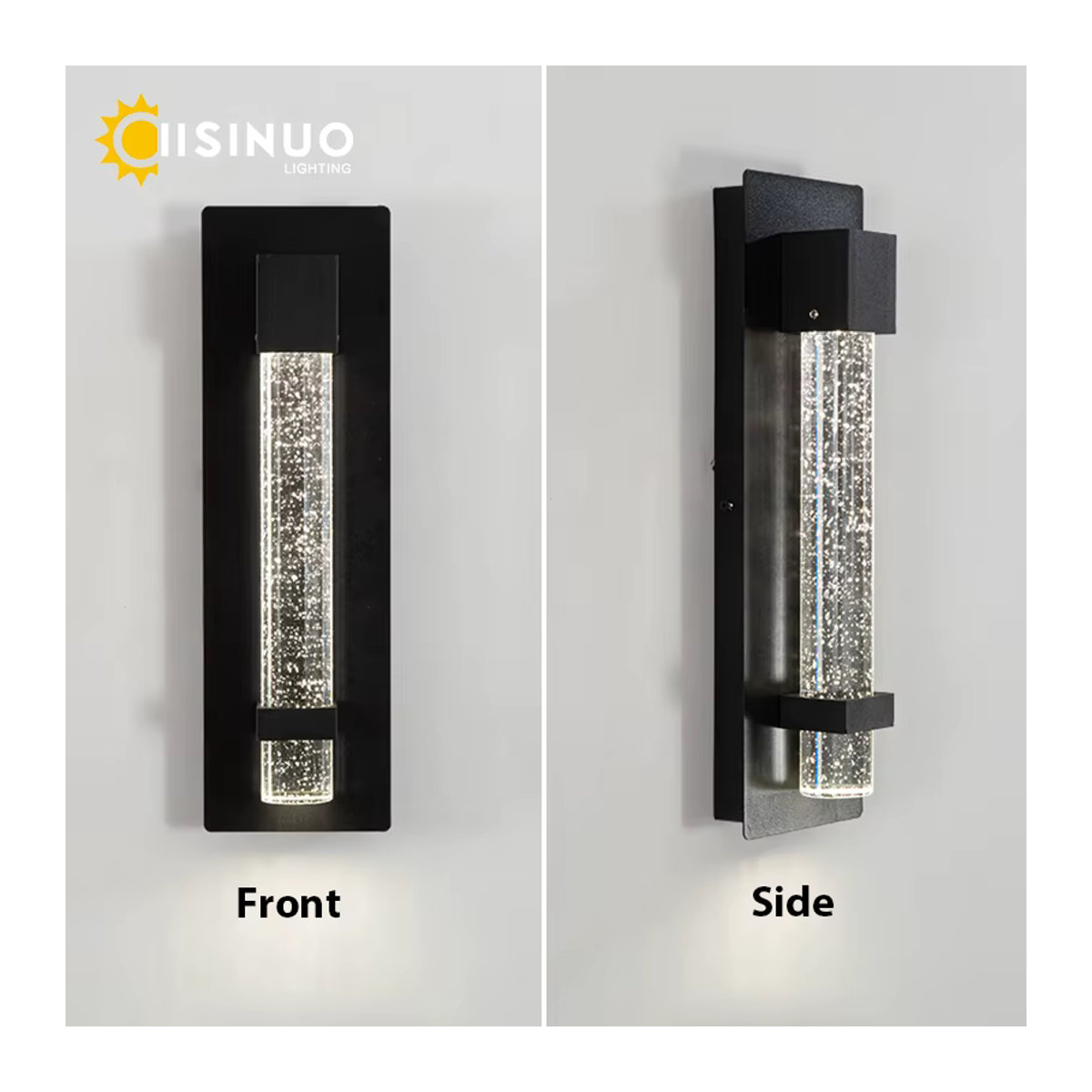 IISINUO Außenwandleuchte Kristallblase mit integrierter LED-Beleuchtung in Warmweiß, IP65 wetterfeste Gartenleuchte für Eingangsbereich und Veranda - Bild 5