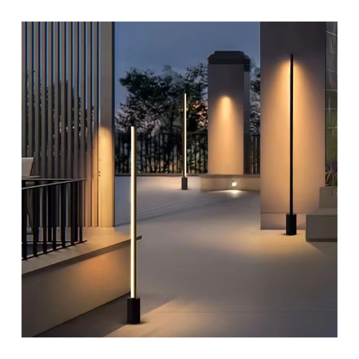 IISINUO Moderne LED Rasenlampe Schwarz mit warmweißem Licht IP65 Wasserdicht für Garten und Landschaft - Bild 2