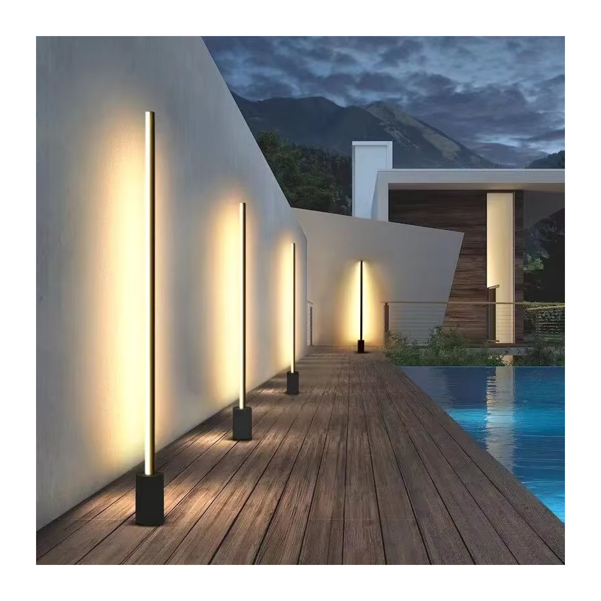 IISINUO Moderne LED Rasenlampe Schwarz mit warmweißem Licht IP65 Wasserdicht für Garten und Landschaft - Bild 3