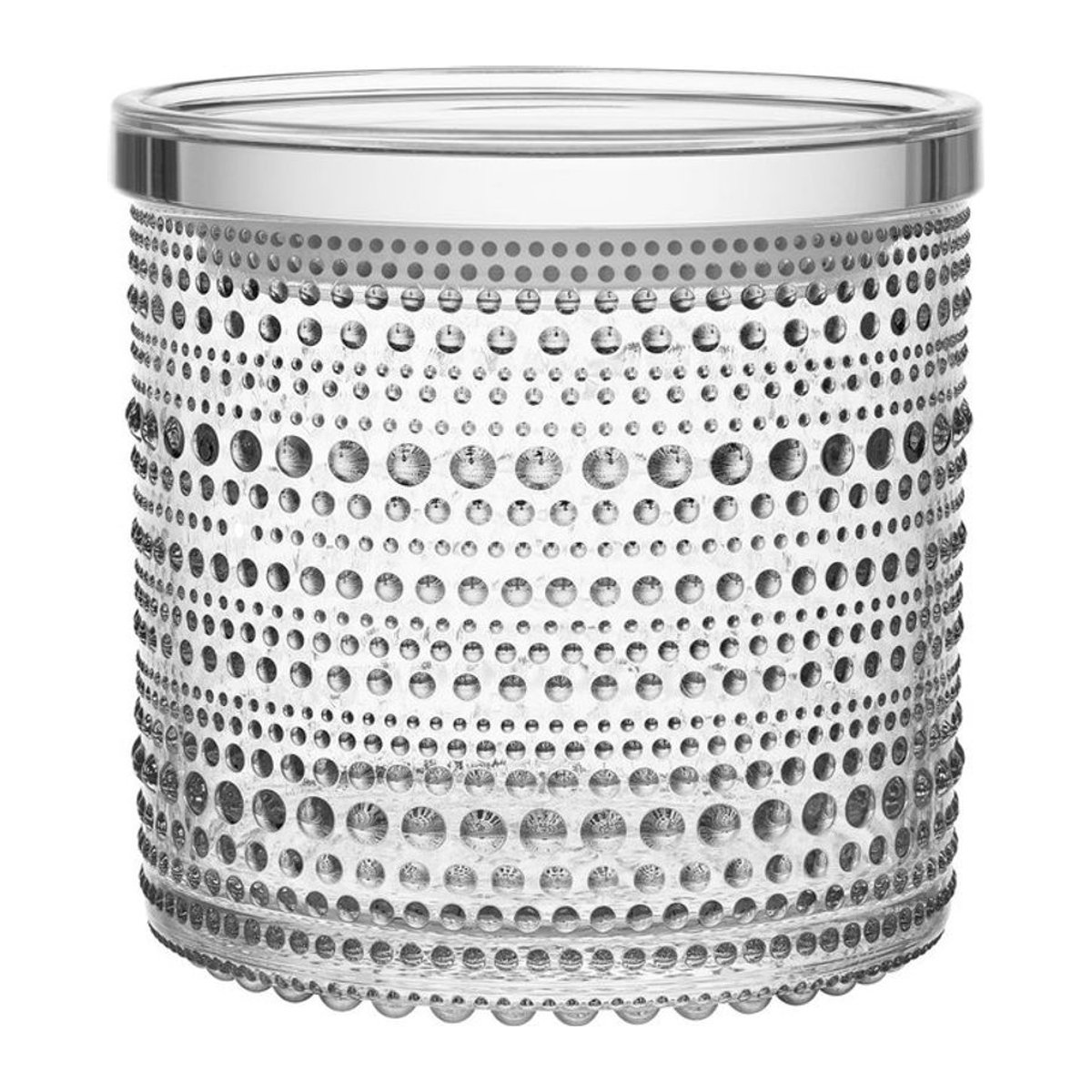 Iittala Kastehelmi Glasdose groß transparent mit Punktmuster rund B: 11,6 cm, T: 11,6 cm, H: 11,4 cm - Bild 1