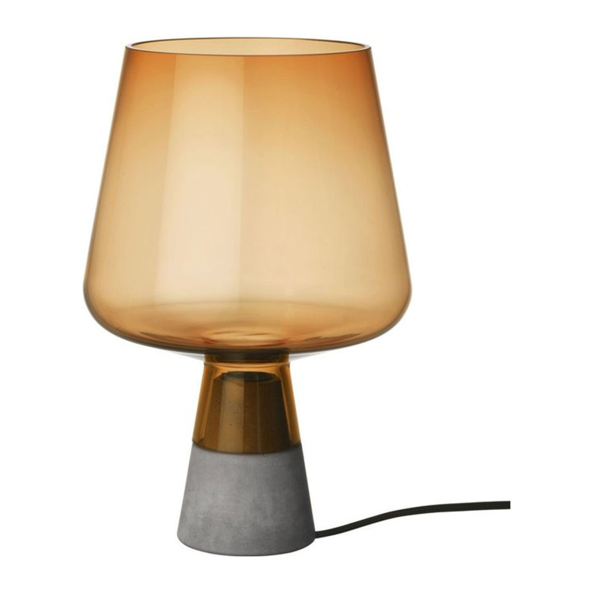 Iittala Leimu Tischlampe in Braun und Orange mit warmweißem Licht, skandinavisches Design aus Glas und Beton - Bild 1