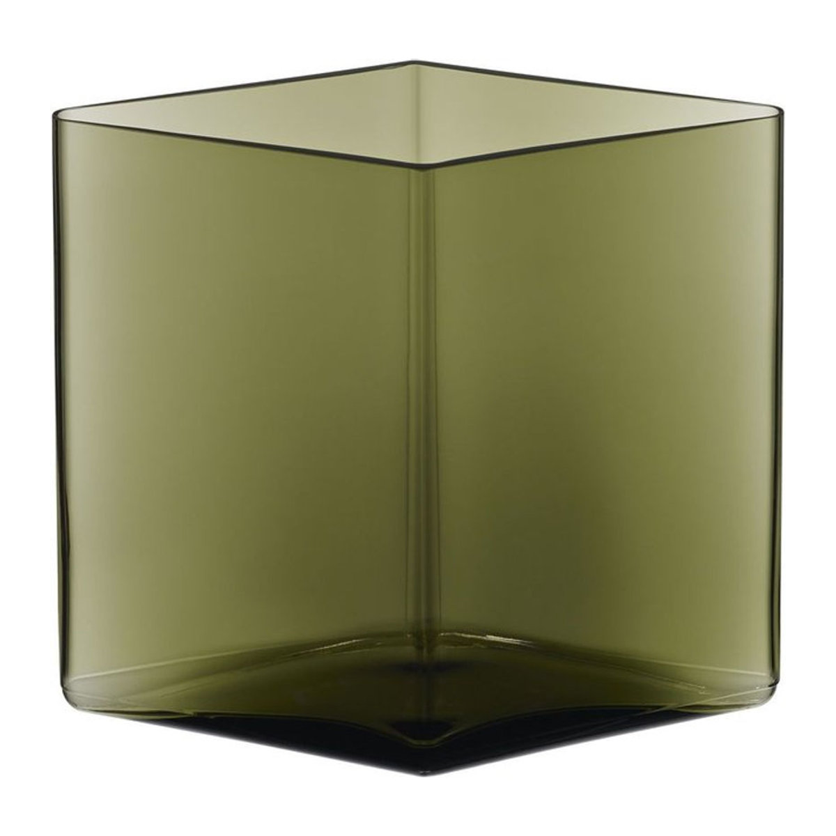 Iittala Ruutu Vase aus Glas in Grün, geometrisches Design, B/T/H: 5 x 5 x 18 cm - Bild 1