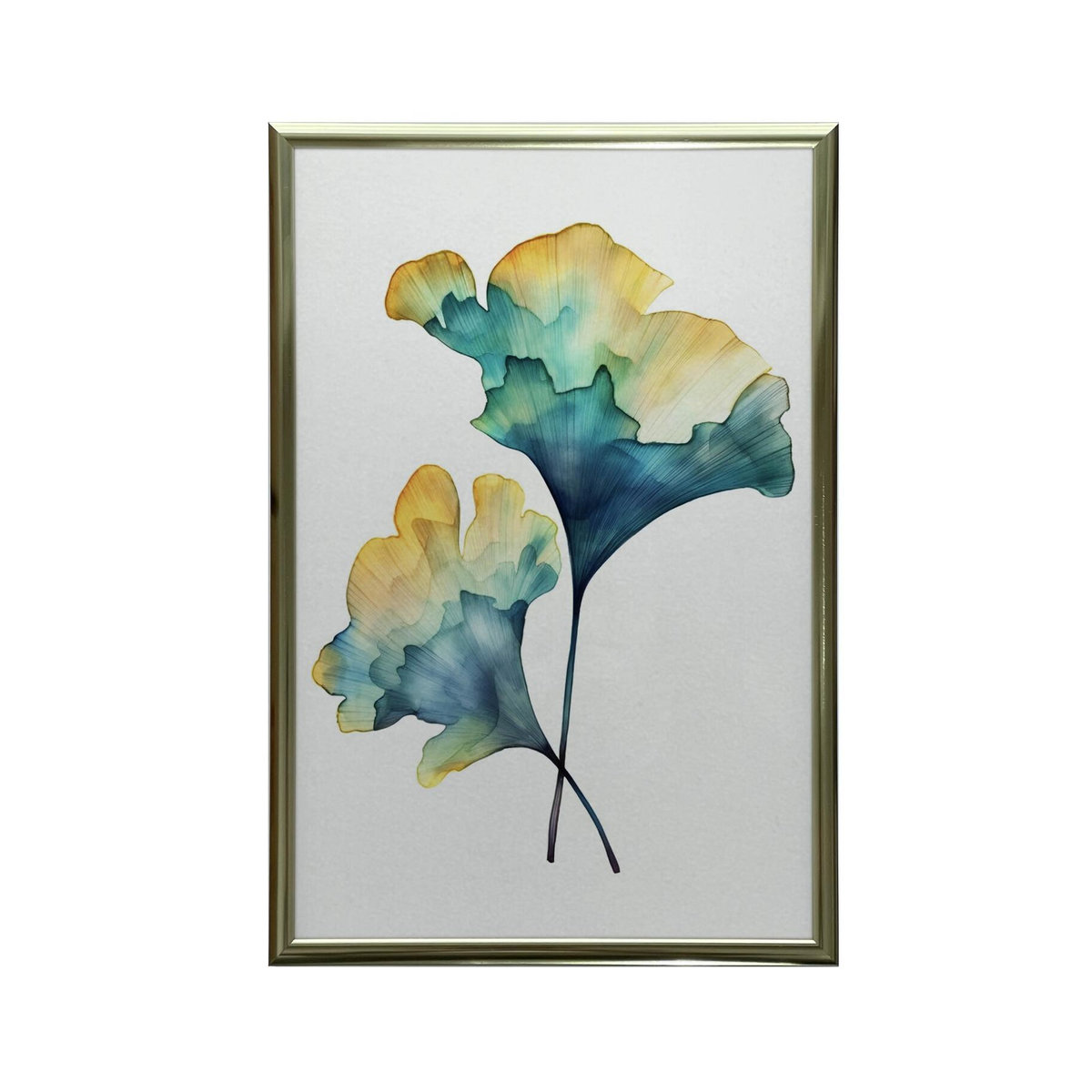 iKable Wandbild Ginkgoblätter mit schwarzem Aluminiumrahmen, B: 50 cm, H: 70 cm - Bild 2