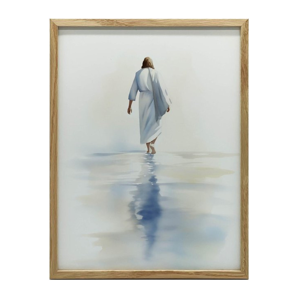 iKable Wandbild Jesus geht auf dem Wasser in schwarzem Aluminiumrahmen, Breite: 50 cm, Höhe: 70 cm - Bild 1
