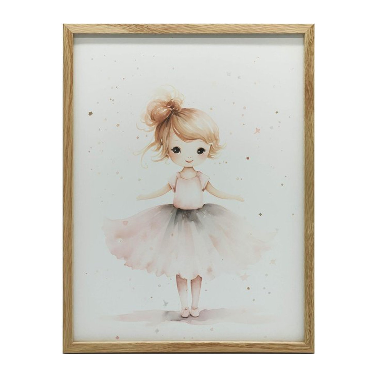iKable Wandbild Rosa Ballerina mit goldenem Aluminiumrahmen, B: 30 cm, H: 40 cm - Bild 1