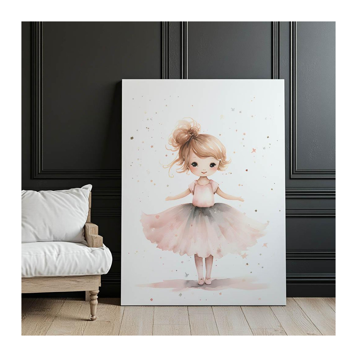 iKable Wandbild Rosa Ballerina mit goldenem Aluminiumrahmen, B: 30 cm, H: 40 cm - Bild 3